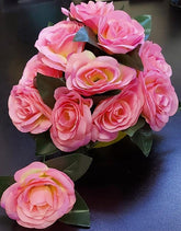 Capete Trandafiri Roz Intens pe Tulpină – Set 200 buc. Textil (27 cm)